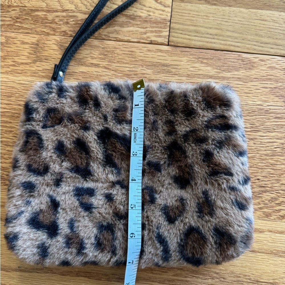 Expressions Brown and Black Faux Leopard Print Fur Wristlet - Picture 5 of 6